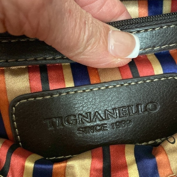 👛 TIGNANELLO CROSSBODY LEATHER HANDBAG shoulder bag purse Brown Like new - Picture 7 of 15